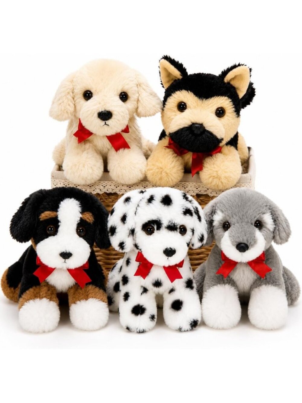 5 Pack Plush Puppy Stuffed Animals - 12" Soft Dog Toys for Kids & Pets
